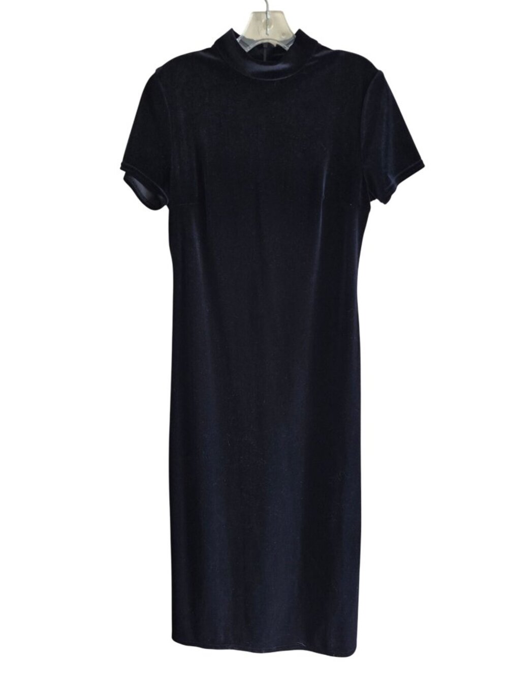 Helen BlakeBlack Velvet Mock Neck Midi Dress Size M - Picture 2 of 5